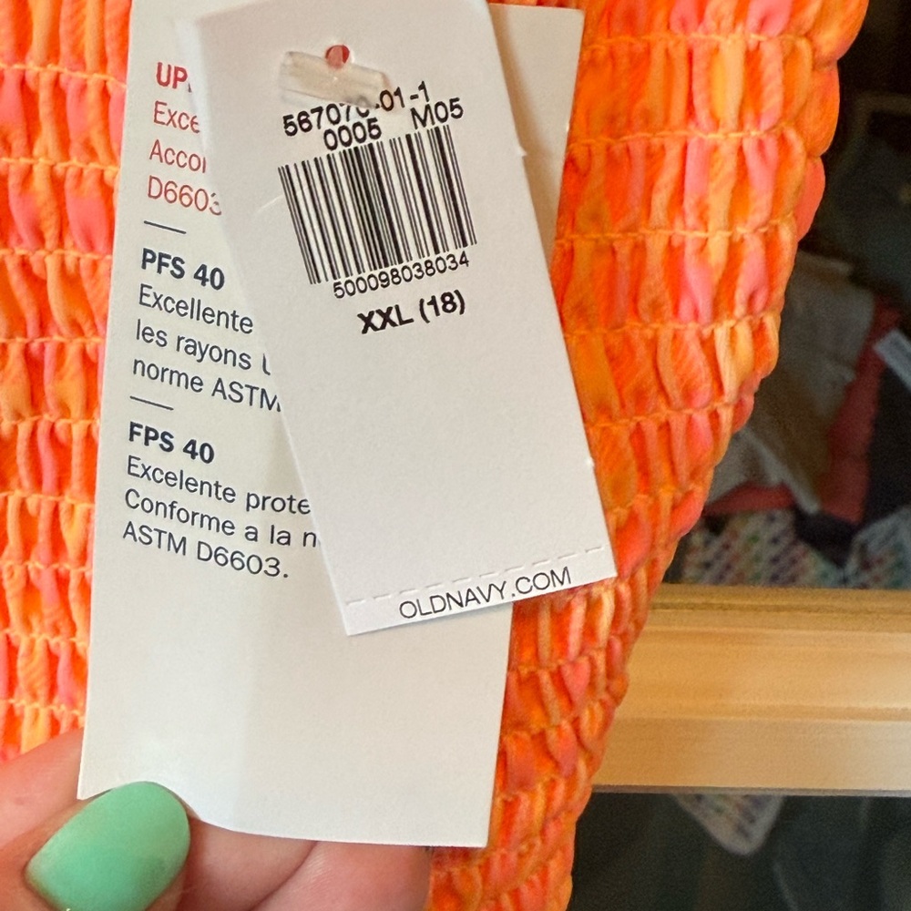 NWT Old Navy Girls Size XXL (18) Swim One Piece - Orange and Pink colors - Picture 4 of 5